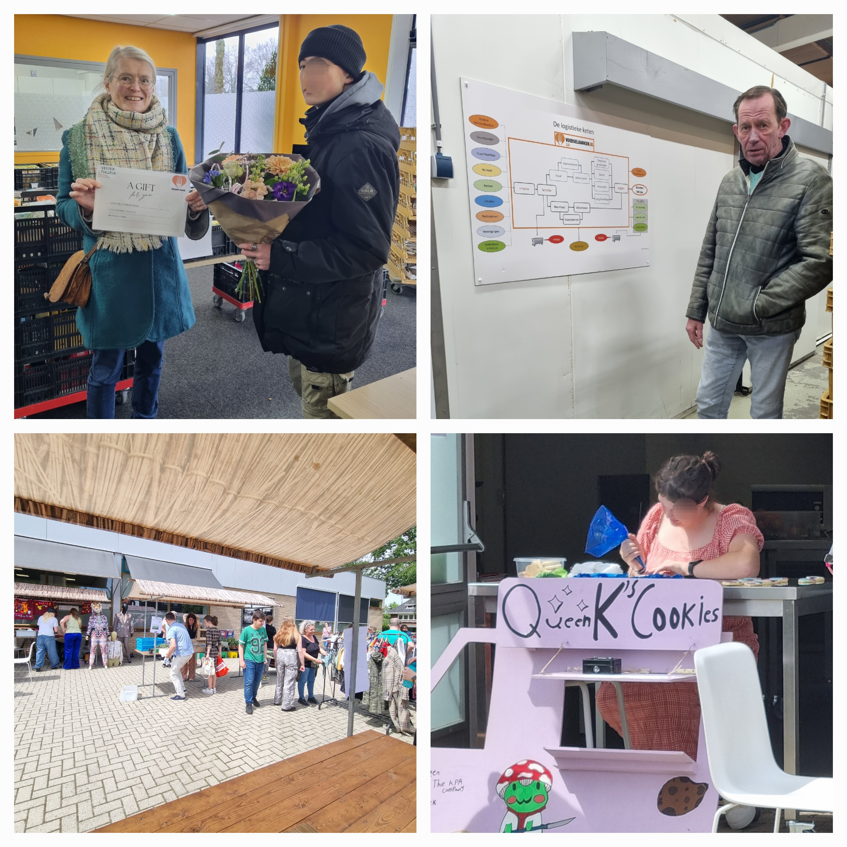 Leerlingen overhandigen opgehaald geld aan de Voedselbank